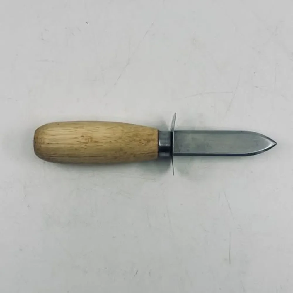 Winco Stainless Steel Oyster/Clam Knife - Wooden Handle